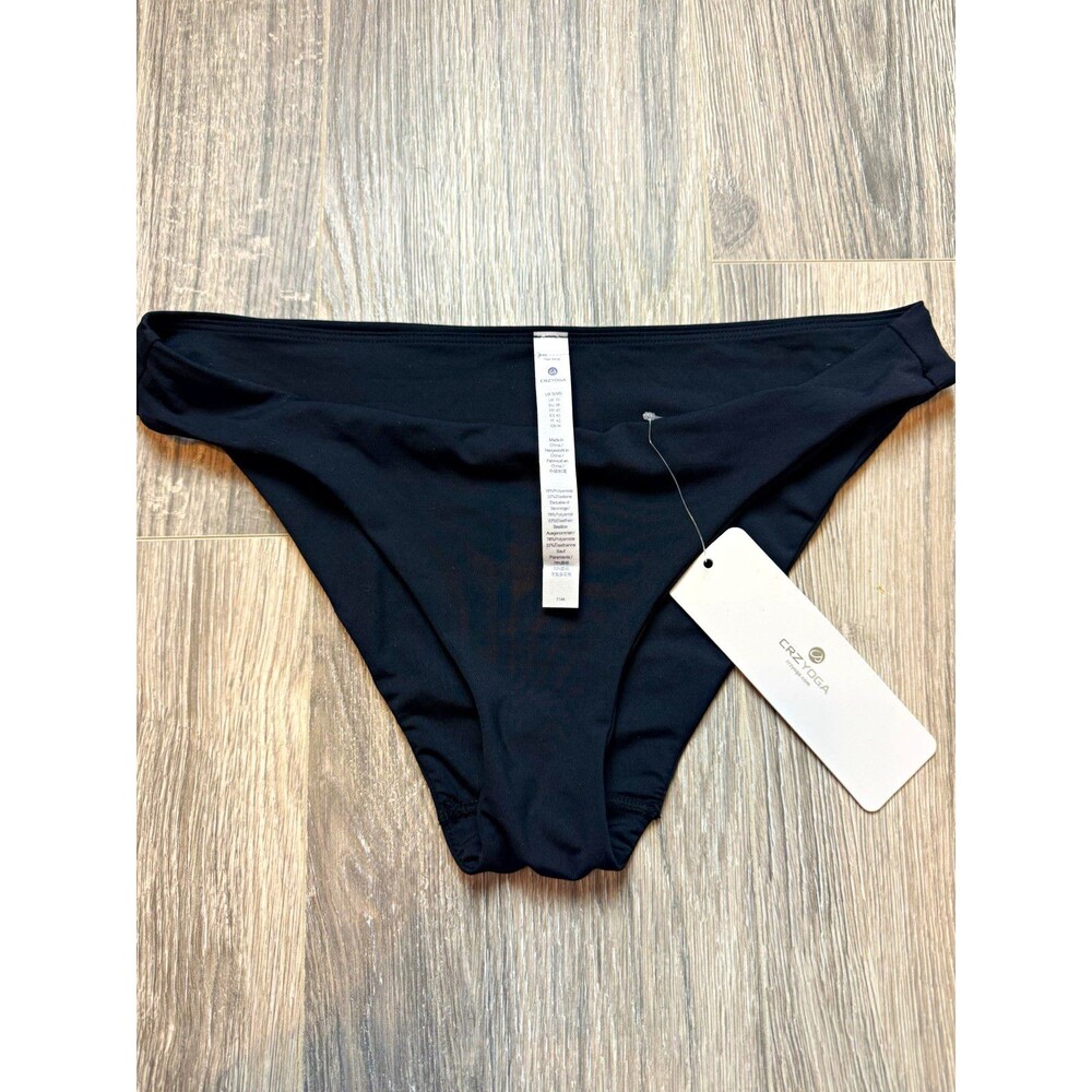 CRZ YOGA Sunshine Bikini Bottom Womens Small Black Low Rise Swim Bottom NWT